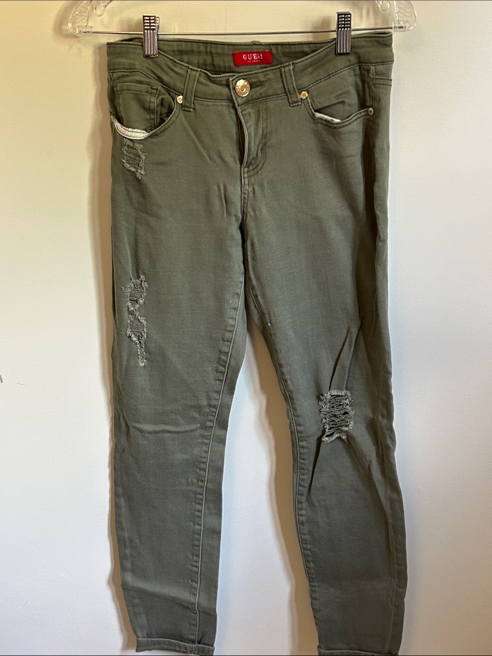 Guess Olive Green Women's Skinny Distressed Jeans